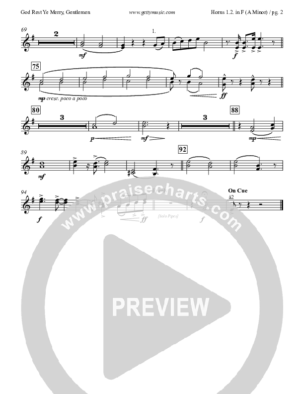 God Rest Ye Merry Gentlemen French Horn 1/2 (Keith & Kristyn Getty)