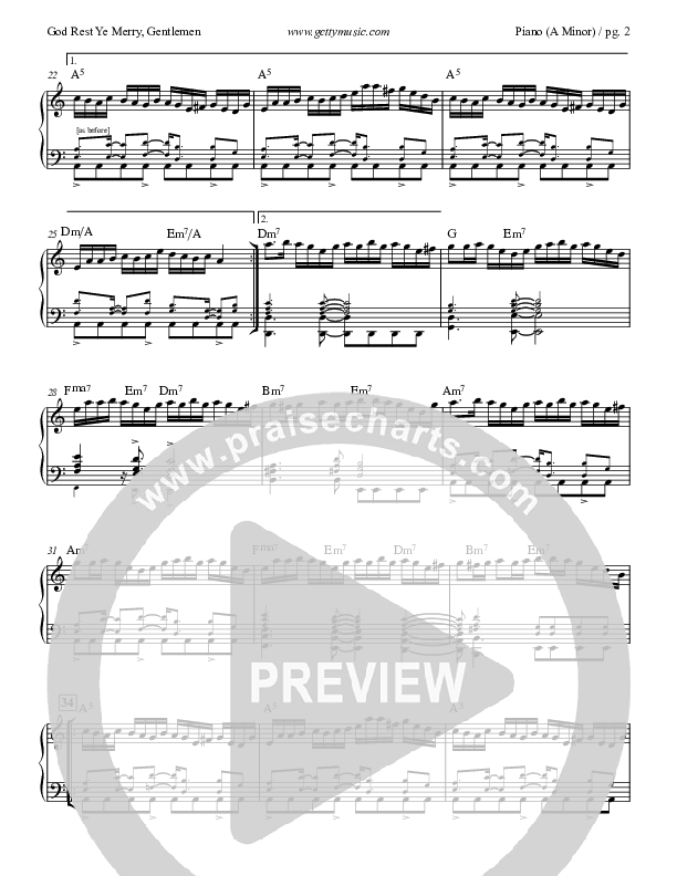 God Rest Ye Merry Gentlemen Piano Sheet (Keith & Kristyn Getty)