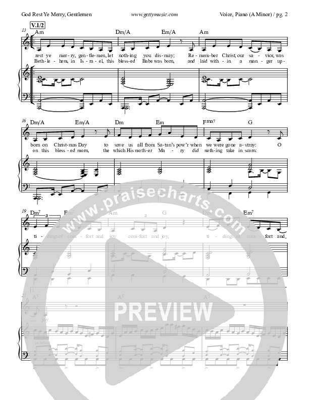 God Rest Ye Merry Gentlemen Piano/Vocal (Keith & Kristyn Getty)