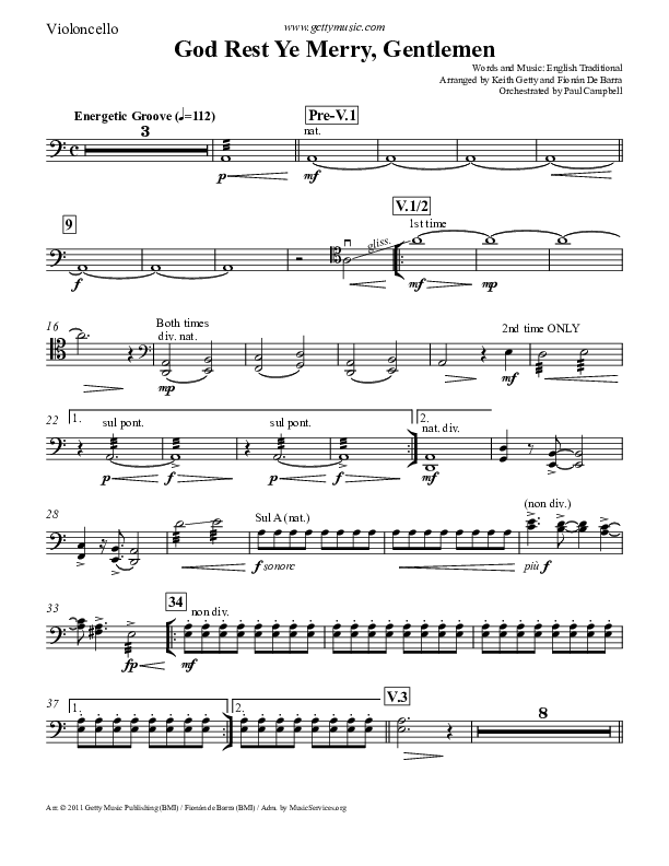 God Rest Ye Merry Gentlemen Violincello (Keith & Kristyn Getty)