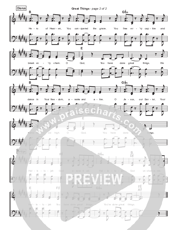 Great Things (Simplified) Hymn Sheet (Phil Wickham)