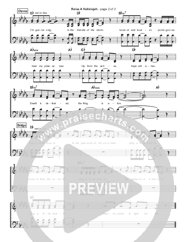 Raise A Hallelujah (Simplified) Hymn Sheet (Bethel Music / Melissa Helser / Jonathan David Helser)