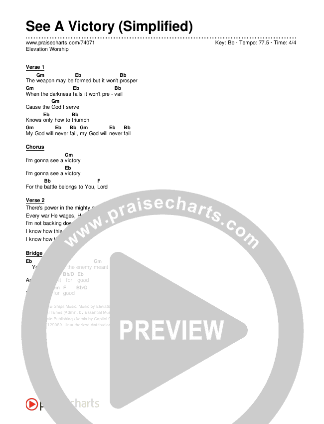 See A Victory (Simplified) Chord Chart (Elevation Worship)