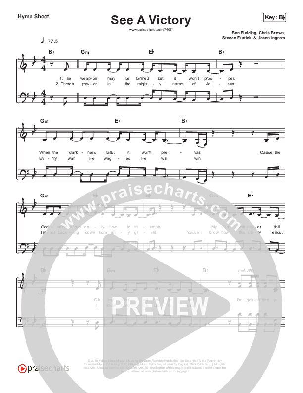 See A Victory (Simplified) Hymn Sheet (Elevation Worship)