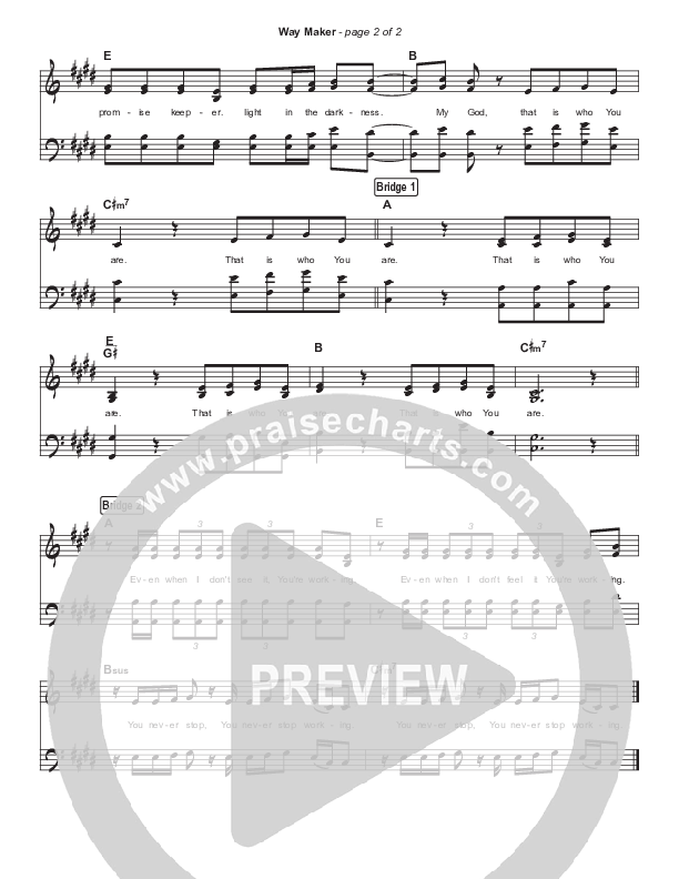 Way Maker (Simplified) Hymn Sheet (Leeland)