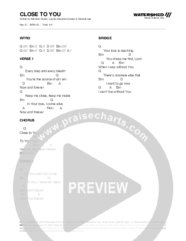 Close To You Chords & Lyrics (Kendrian & Lauren)