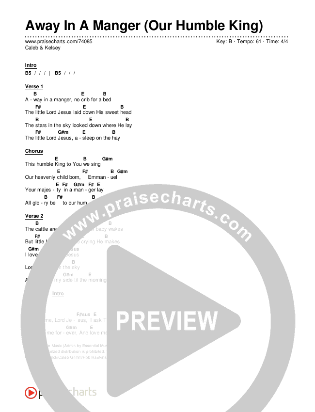 Away In A Manger (Our Humble King) Chords & Lyrics (Caleb & Kelsey)
