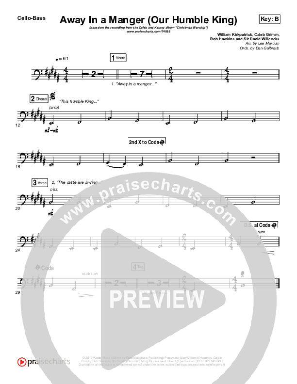 Away In A Manger (Our Humble King) Cello/Bass (Caleb & Kelsey)