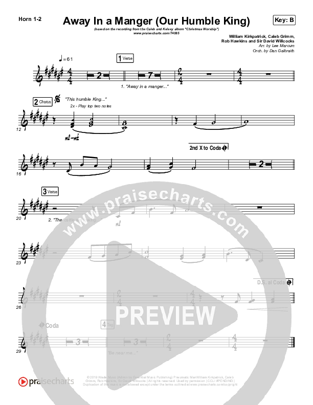 Away In A Manger (Our Humble King) French Horn 1/2 (Caleb & Kelsey)