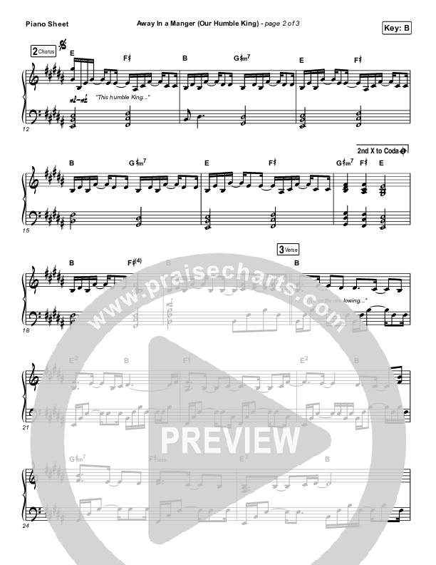 Away In A Manger (Our Humble King) Piano Sheet (Caleb & Kelsey)