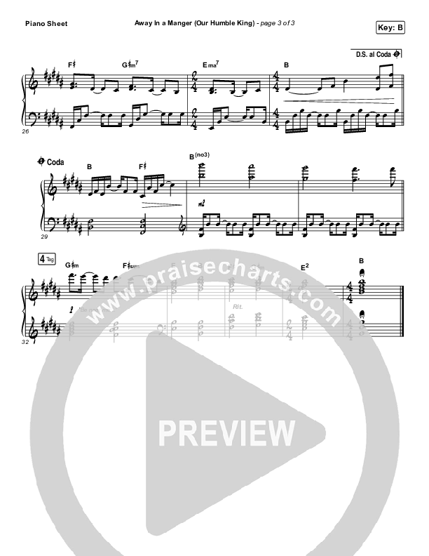 Away In A Manger (Our Humble King) Piano Sheet (Caleb & Kelsey)