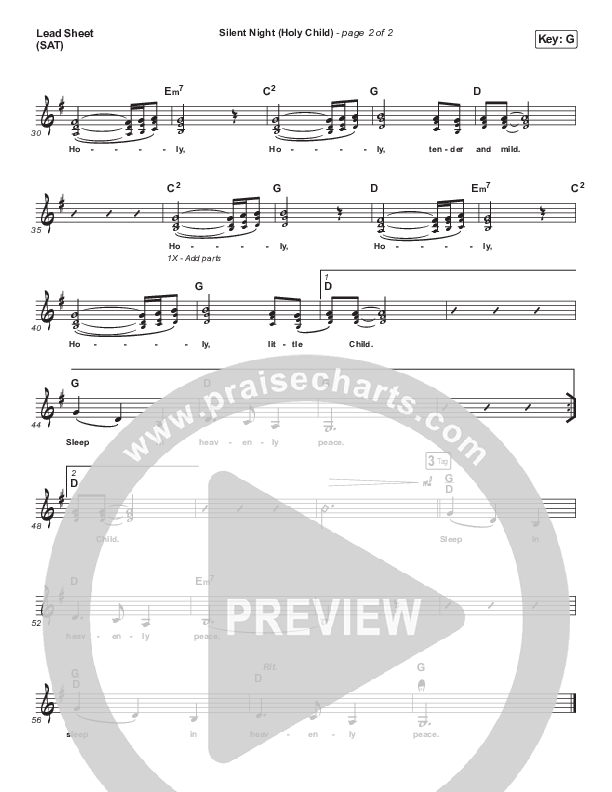 Silent Night (Holy Child) Lead Sheet (SAT) (Caleb & Kelsey)