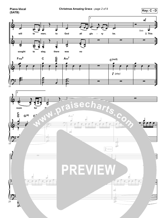 Christmas Amazing Grace Sheet Music Caleb Kelsey Praisecharts