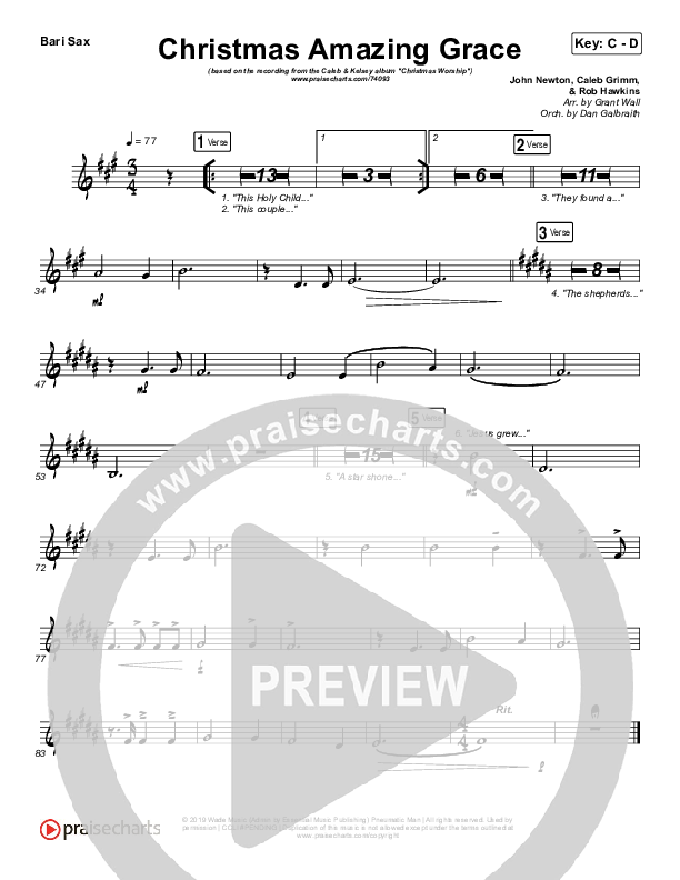 Christmas Amazing Grace Bari Sax (Caleb & Kelsey)