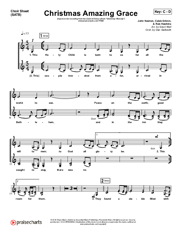 Christmas Amazing Grace Choir Vocals (SATB) (Caleb & Kelsey)