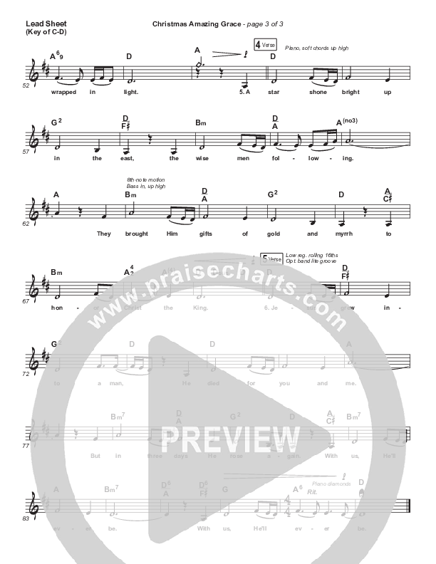 Christmas Amazing Grace Lead Sheet (Melody) (Caleb & Kelsey)