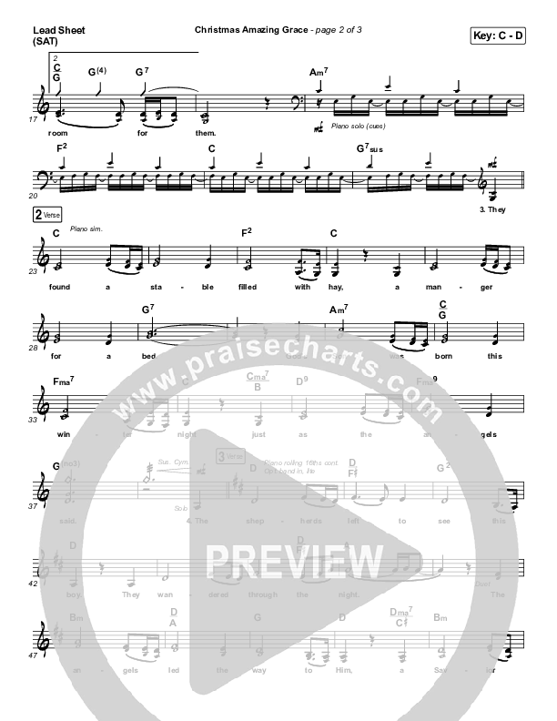 Christmas Amazing Grace Lead Sheet (SAT) (Caleb & Kelsey)