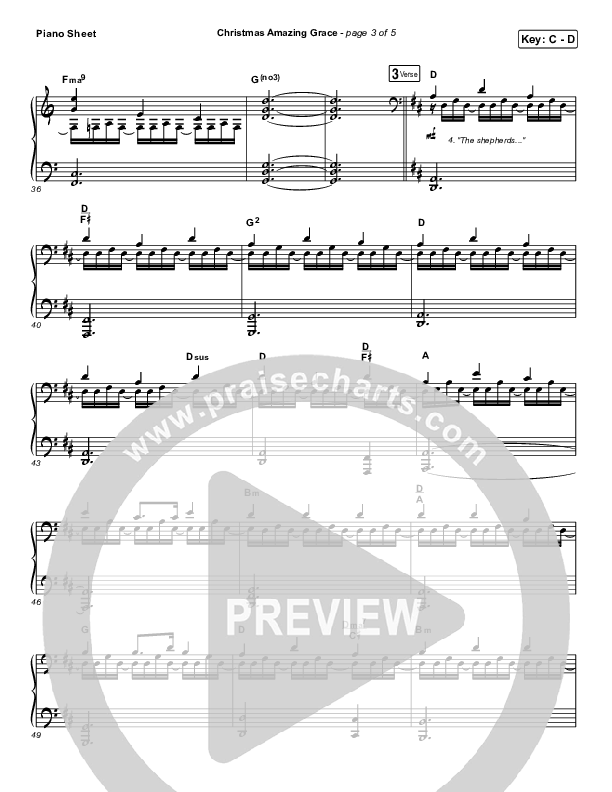 Christmas Amazing Grace Piano Sheet (Caleb & Kelsey)