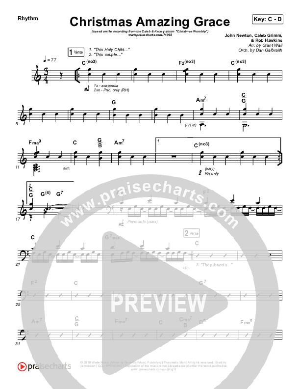 Christmas Amazing Grace Rhythm Chart (Caleb & Kelsey)