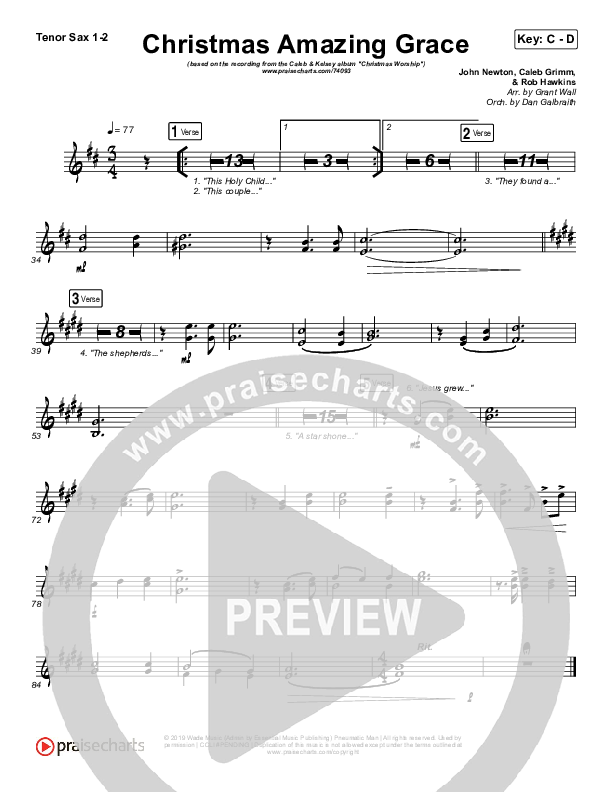 Christmas Amazing Grace Tenor Sax 1/2 (Caleb & Kelsey)