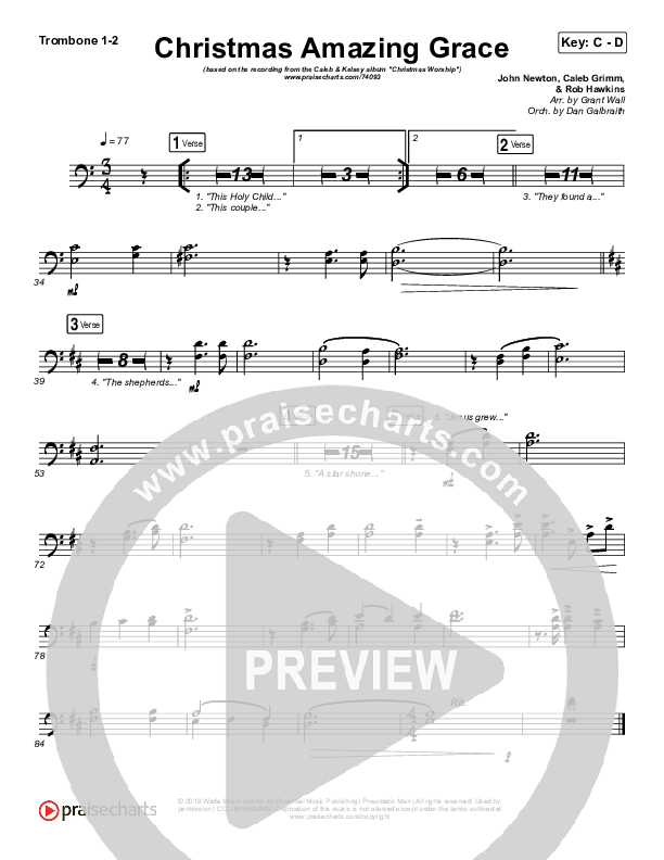Christmas Amazing Grace Trombone 1/2 (Caleb & Kelsey)