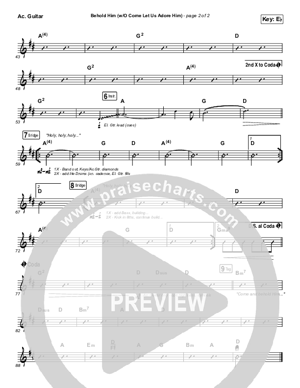 Behold Him (with O Come Let Us Adore Him) Acoustic Guitar (Paul Baloche)