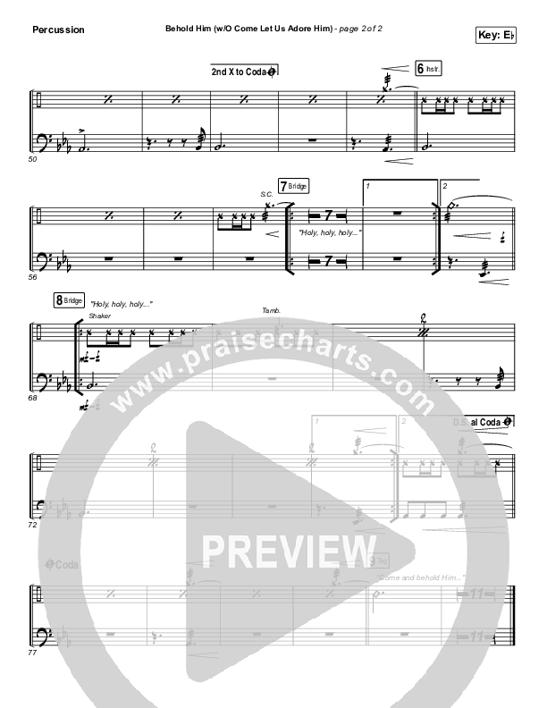 Behold Him (with O Come Let Us Adore Him) Percussion (Paul Baloche)