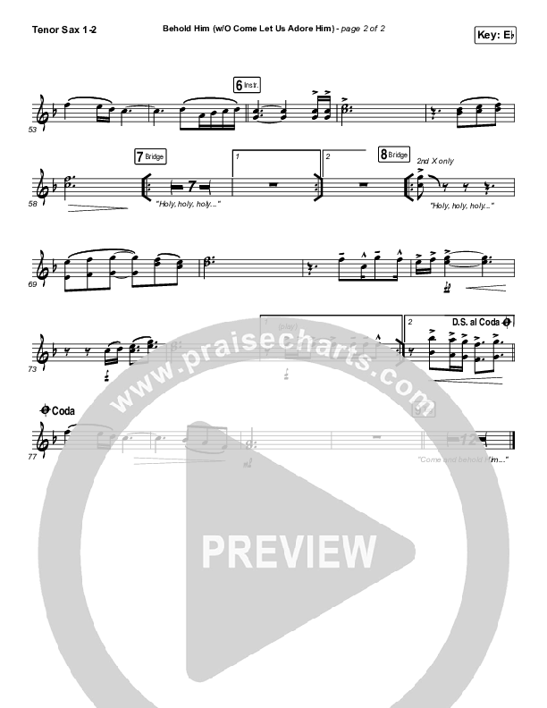 Behold Him (with O Come Let Us Adore Him) Tenor Sax 1/2 (Paul Baloche)