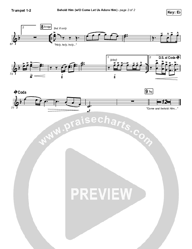 Behold Him (with O Come Let Us Adore Him) Trumpet 1,2 (Paul Baloche)