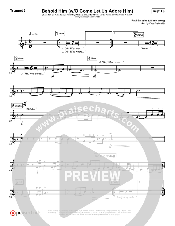 Behold Him (with O Come Let Us Adore Him) Trumpet 3 (Paul Baloche)