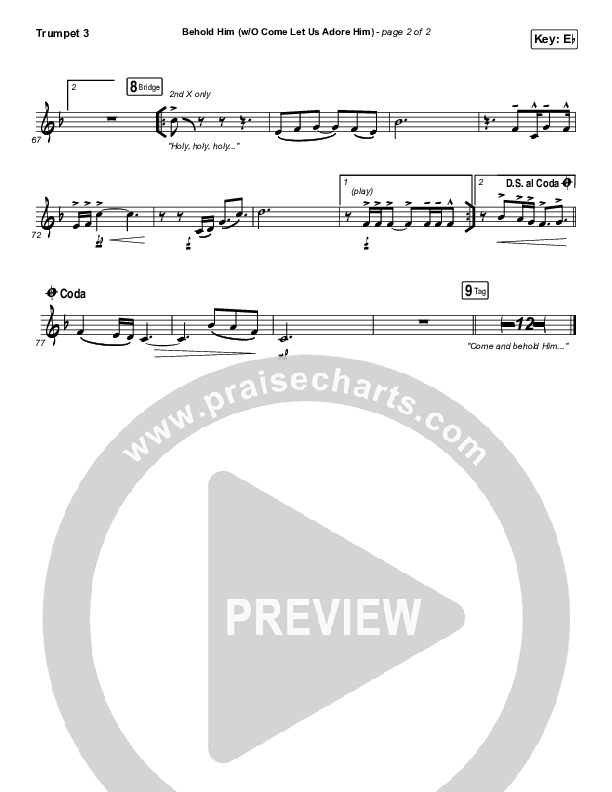 Behold Him (with O Come Let Us Adore Him) Trumpet 3 (Paul Baloche)