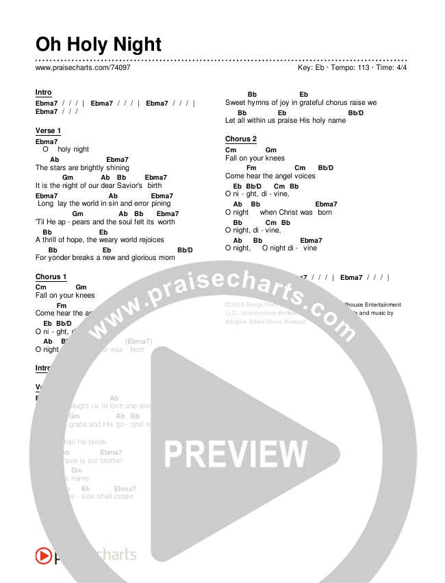 Oh Holy Night Chords & Lyrics (Shane & Shane/The Worship Initiative)