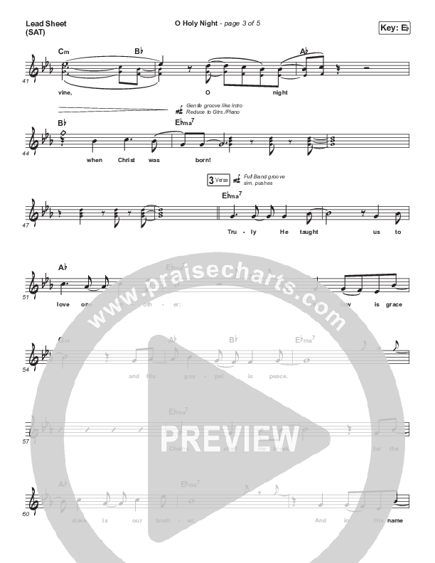 Oh Holy Night Lead Sheet (SAT) (Shane & Shane/The Worship Initiative)