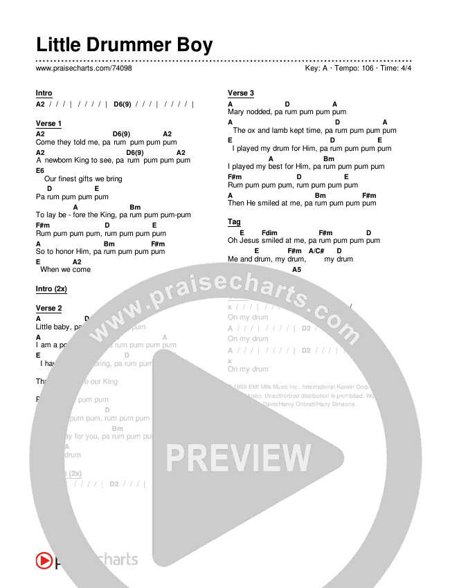 Little Drummer Boy Chords & Lyrics (Shane & Shane/The Worship Initiative)