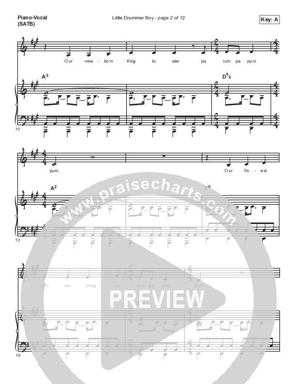 Little Drummer Boy Piano/Vocal (SATB) (Shane & Shane/The Worship Initiative)