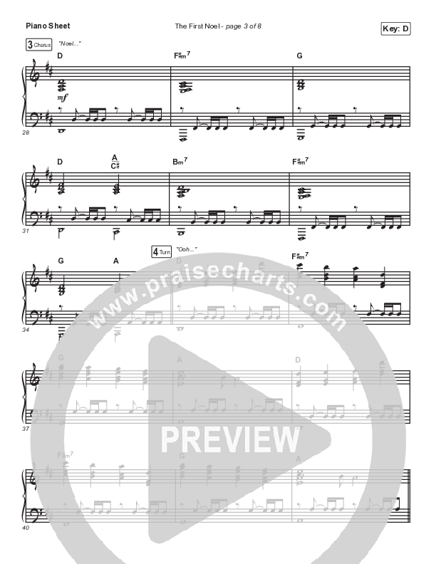 The First Noel Piano Sheet (Shane & Shane/The Worship Initiative)