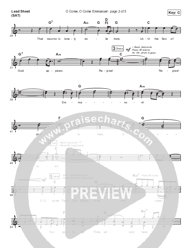 O Come O Come Emmanuel Lead Sheet (SAT) (Shane & Shane/The Worship Initiative)