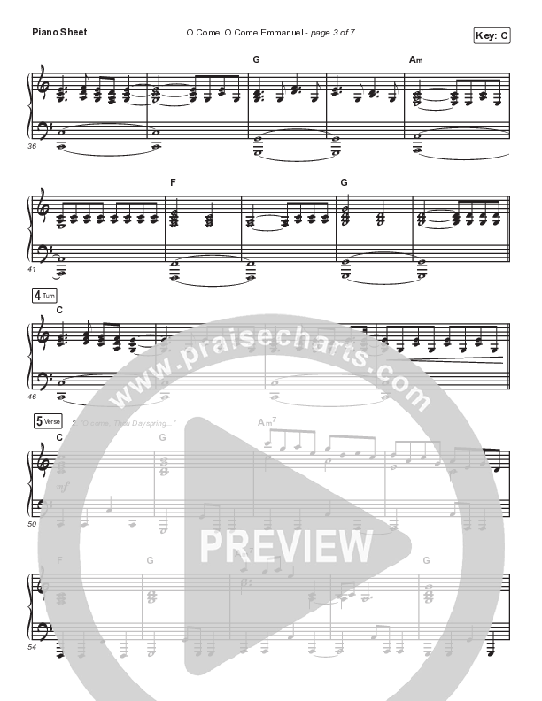 O Come O Come Emmanuel Piano Sheet (Shane & Shane/The Worship Initiative)