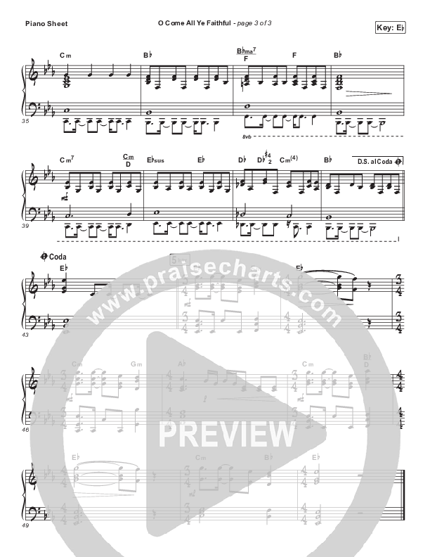 O Come All Ye Faithful Piano Sheet (Elevation Worship)