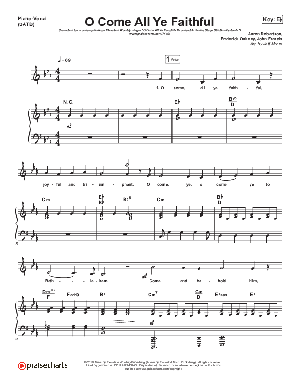 O Come All Ye Faithful Piano/Vocal & Lead (Elevation Worship)
