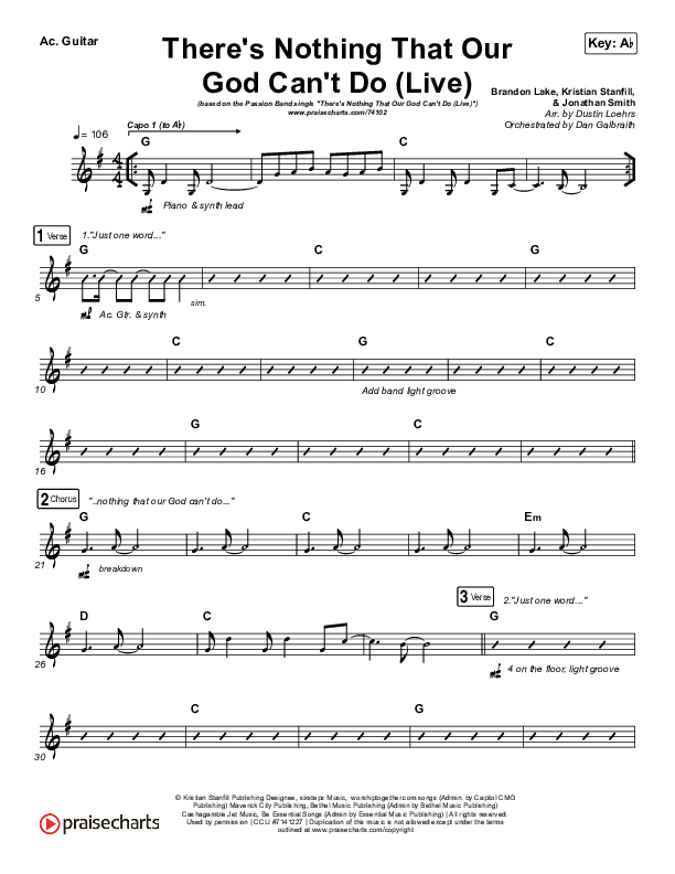 There's Nothing That Our God Can't Do (Live) Acoustic Guitar (Passion / Kristian Stanfill)