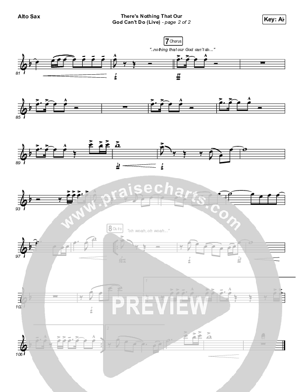 There's Nothing That Our God Can't Do (Live) Alto Sax (Passion / Kristian Stanfill)