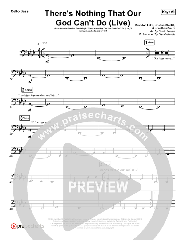 There's Nothing That Our God Can't Do (Live) Cello/Bass (Passion / Kristian Stanfill)