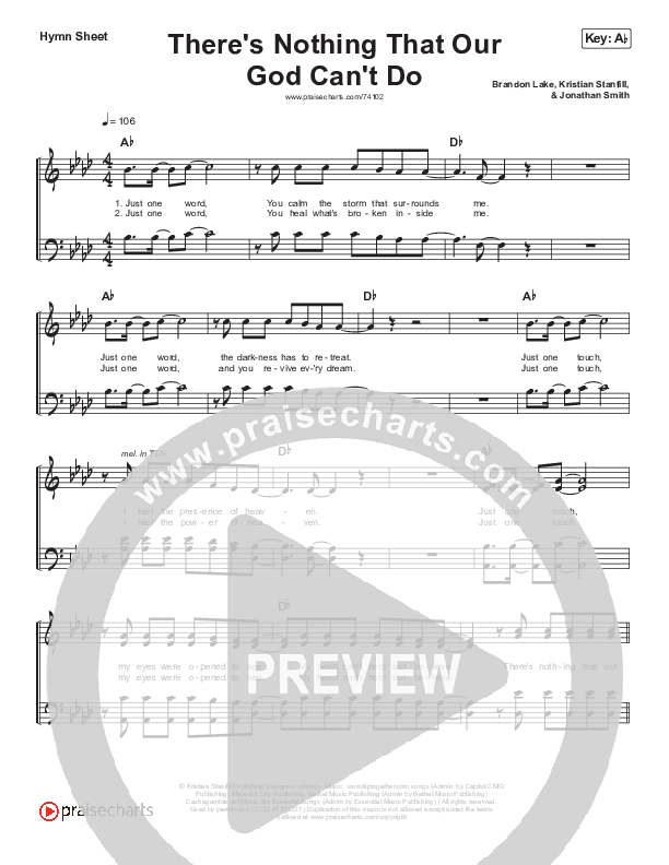 There's Nothing That Our God Can't Do (Live) Hymn Sheet (Passion / Kristian Stanfill)