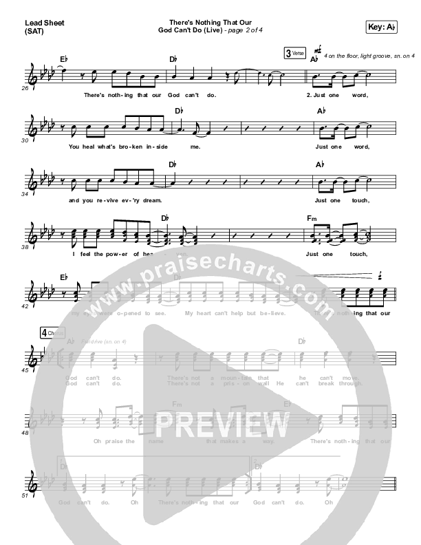 There's Nothing That Our God Can't Do (Live) Lead Sheet (SAT) (Passion / Kristian Stanfill)