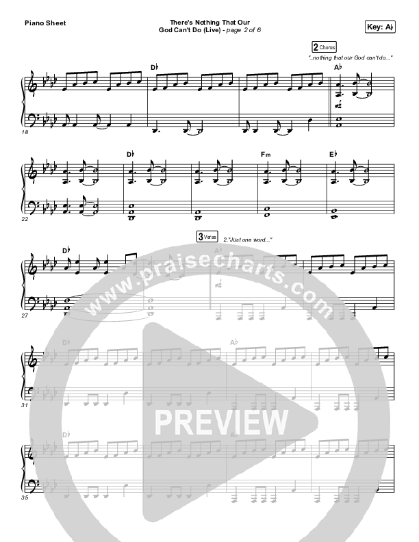 There's Nothing That Our God Can't Do (Live) Piano Sheet (Passion / Kristian Stanfill)