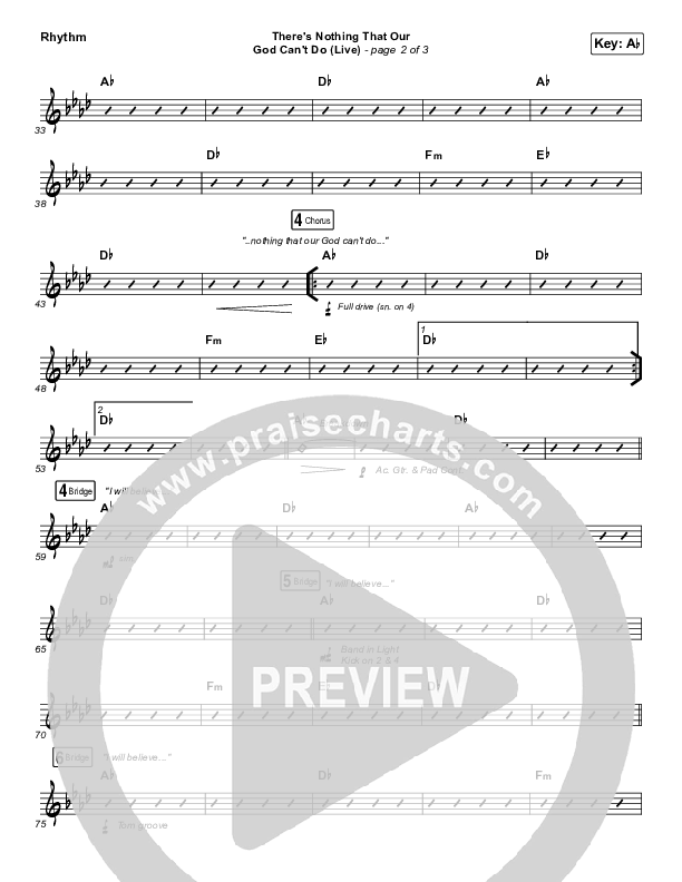 There's Nothing That Our God Can't Do (Live) Rhythm Chart (Passion / Kristian Stanfill)