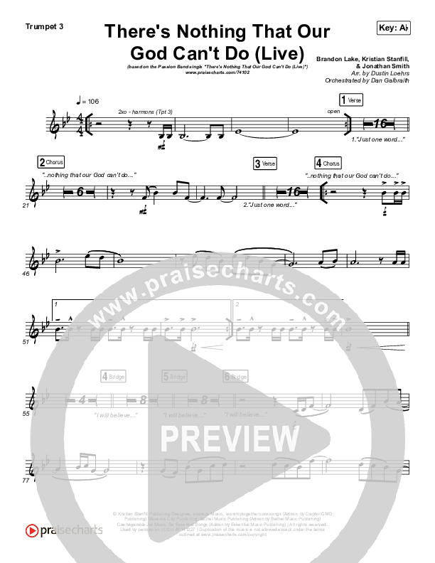 There's Nothing That Our God Can't Do (Live) Trumpet 3 (Passion / Kristian Stanfill)