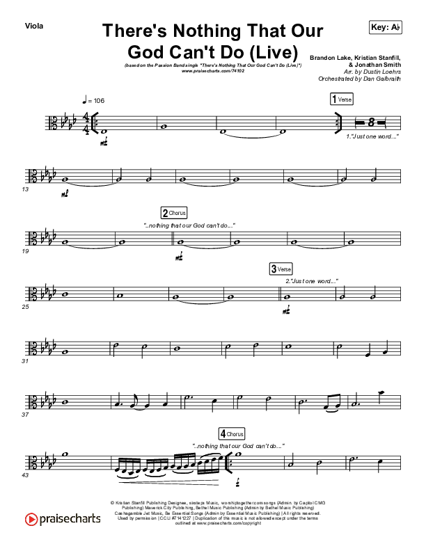There's Nothing That Our God Can't Do (Live) Viola (Passion / Kristian Stanfill)