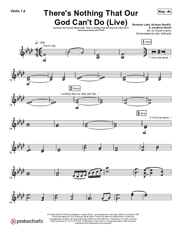 There's Nothing That Our God Can't Do (Live) Violin 1/2 (Passion / Kristian Stanfill)
